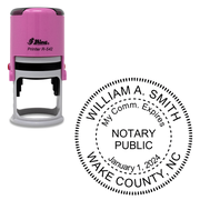 North Carolina With Expiration Date Round Pink Notary Stamp