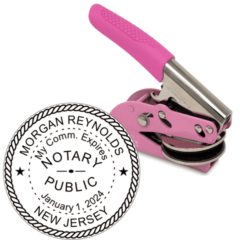 New Jersey Notary Round Pink Seal Embosser