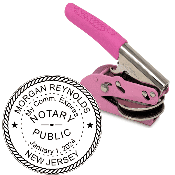 New Jersey Notary Round Pink Seal Embosser