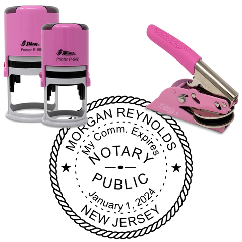 New Jersey Round Pink Notary Seal