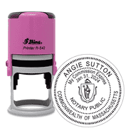 Pink Round Self-Inking Notary Stamp