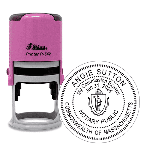 Pink Round Self-Inking Notary Stamp