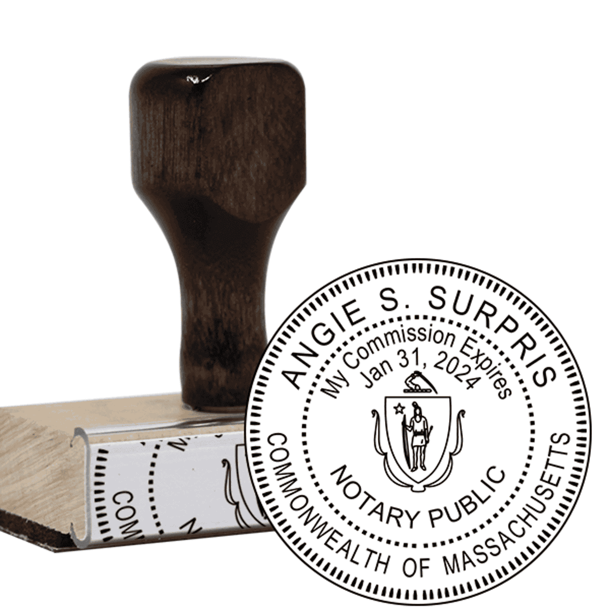 Notary Round Stamp - Wood Handle