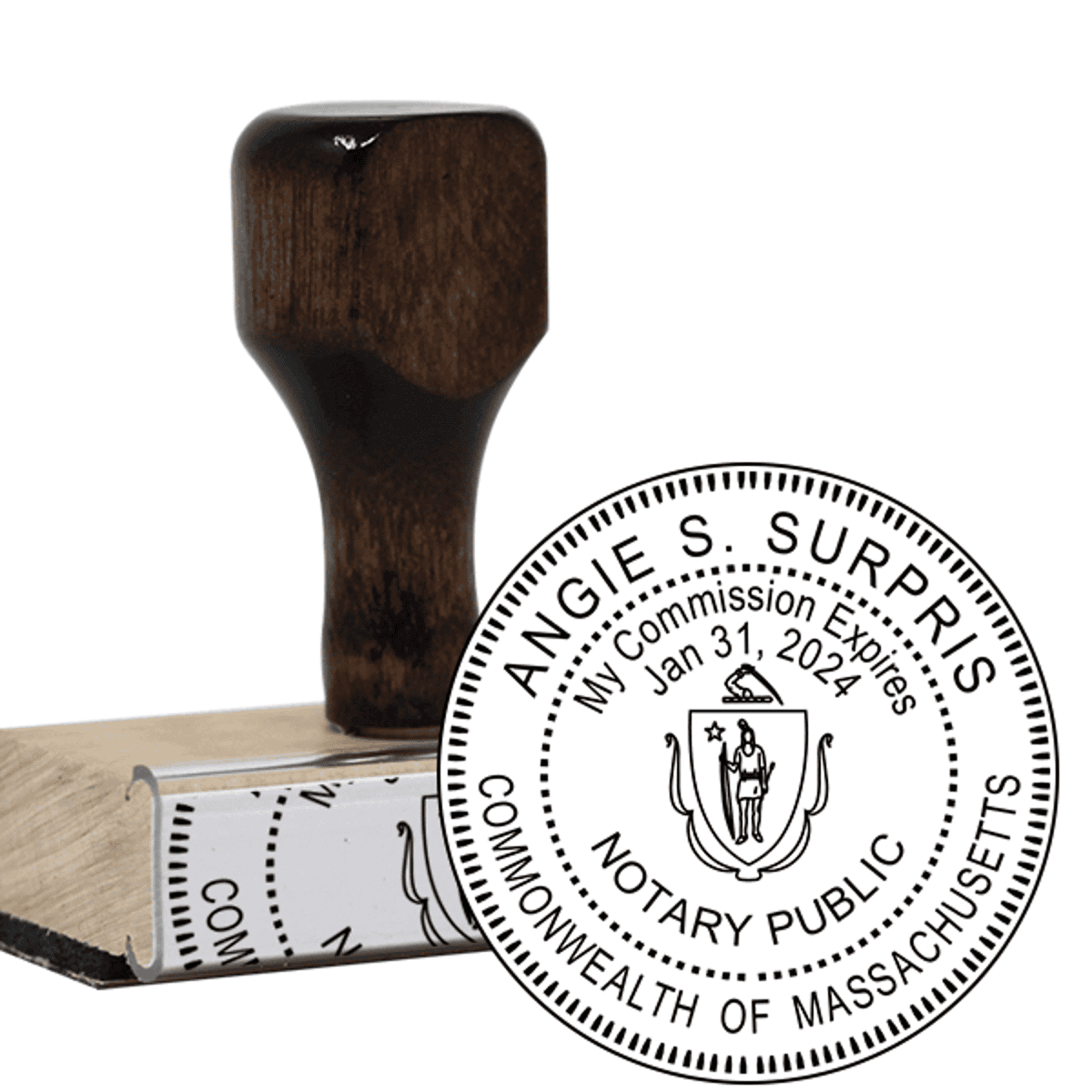 Notary Round Stamp - Wood Handle