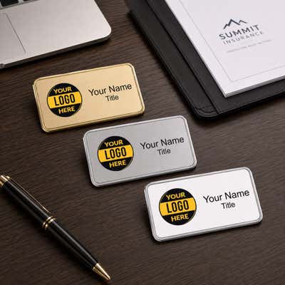 Executive Full Color Medium Rounded Corner Name Badges - alternate view