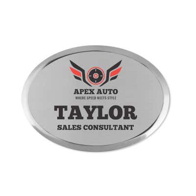Executive Full Color Beveled Oval Name Badges - alternate view