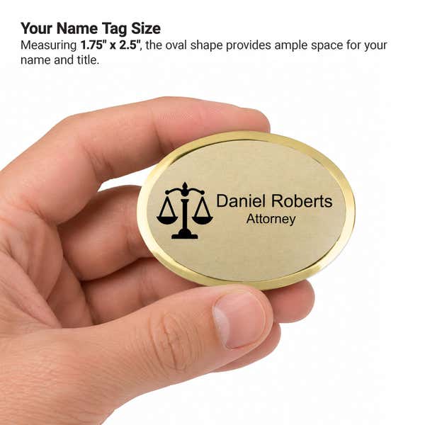 Law Office Oval 2.5" x 1.75" Engraved Name Tag