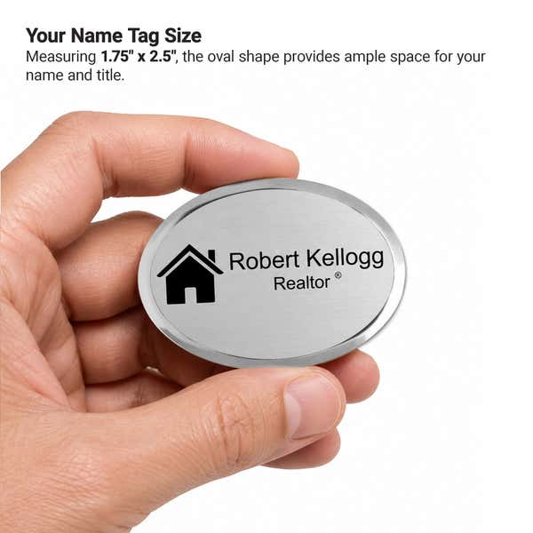 Real Estate Oval 2.5" x 1.75" Executive Holder Name Tag
