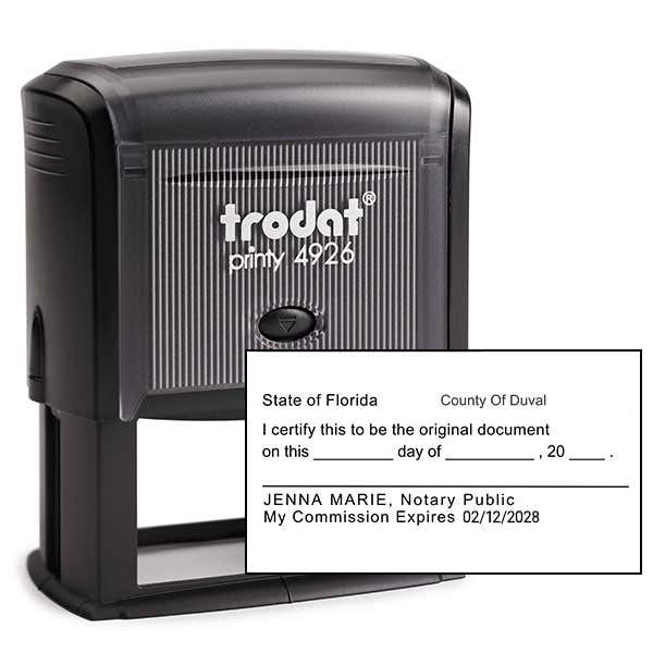 Original Document Notary Stamp