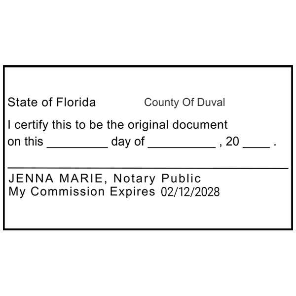 Original Document Notary Stamp Imprint Example