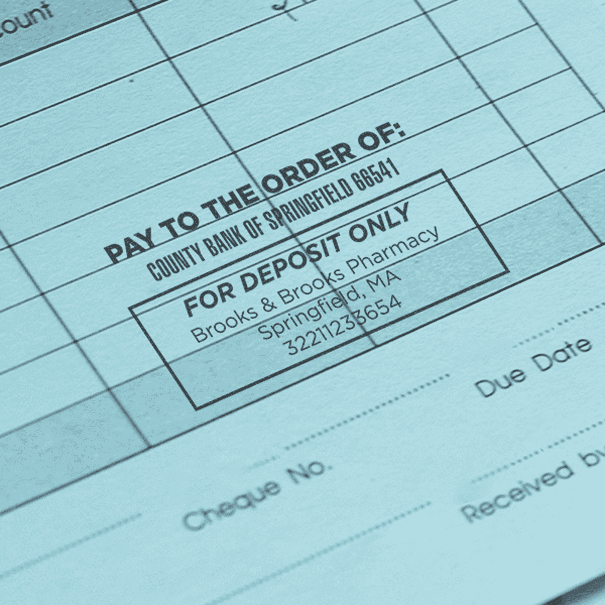 Custom Pay to the Order of With Box Financial Stamp in Use
