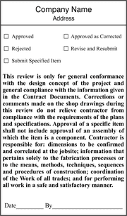 Shop Drawing Review Submittal Plan & Blueprint Stamp