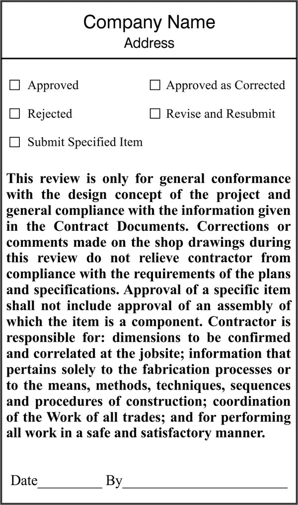 Shop Drawing Review Submittal Plan & Blueprint Stamp