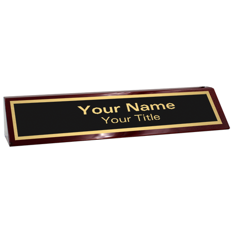 Custom Glossy 2" x 10" Rosewood Desk Plate