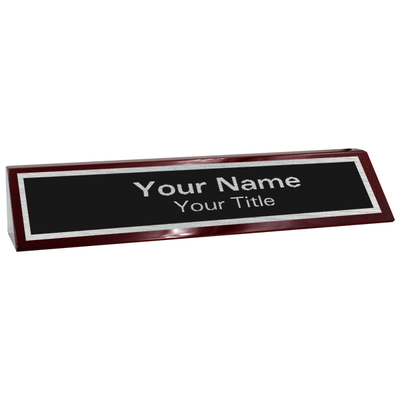 Custom Glossy 2" x 10" Rosewood Desk Plate - alternate view