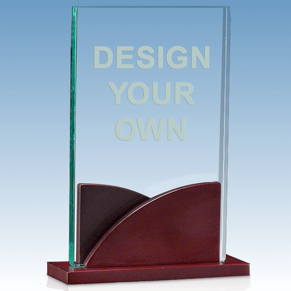 A6804 - Rectangular Acrylic Award with Shaped Mahogany Base