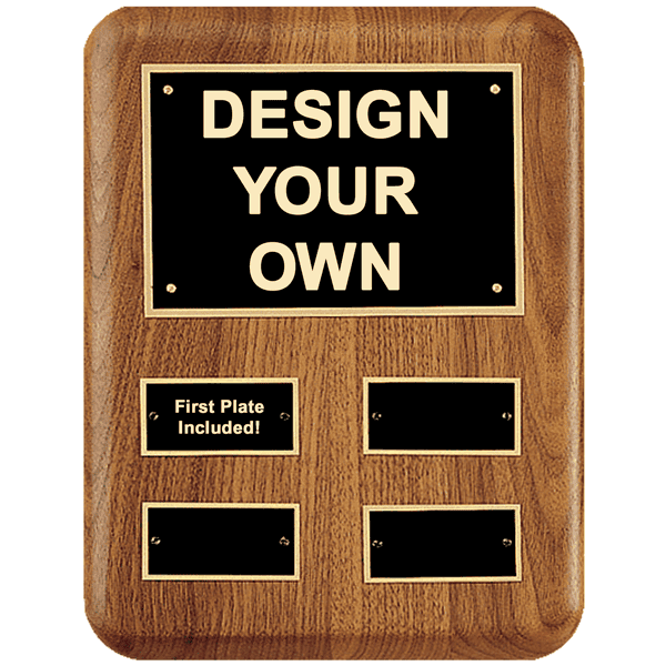 Quarterly 8" x 10 &frac12;" Walnut Finish Award Plaque