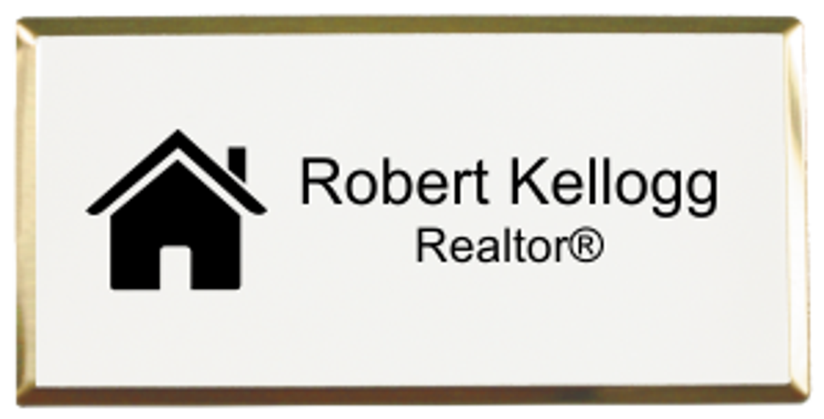 Real Estate Medium Rectangular Name Tag with Executive Holder (3"x 1.5")