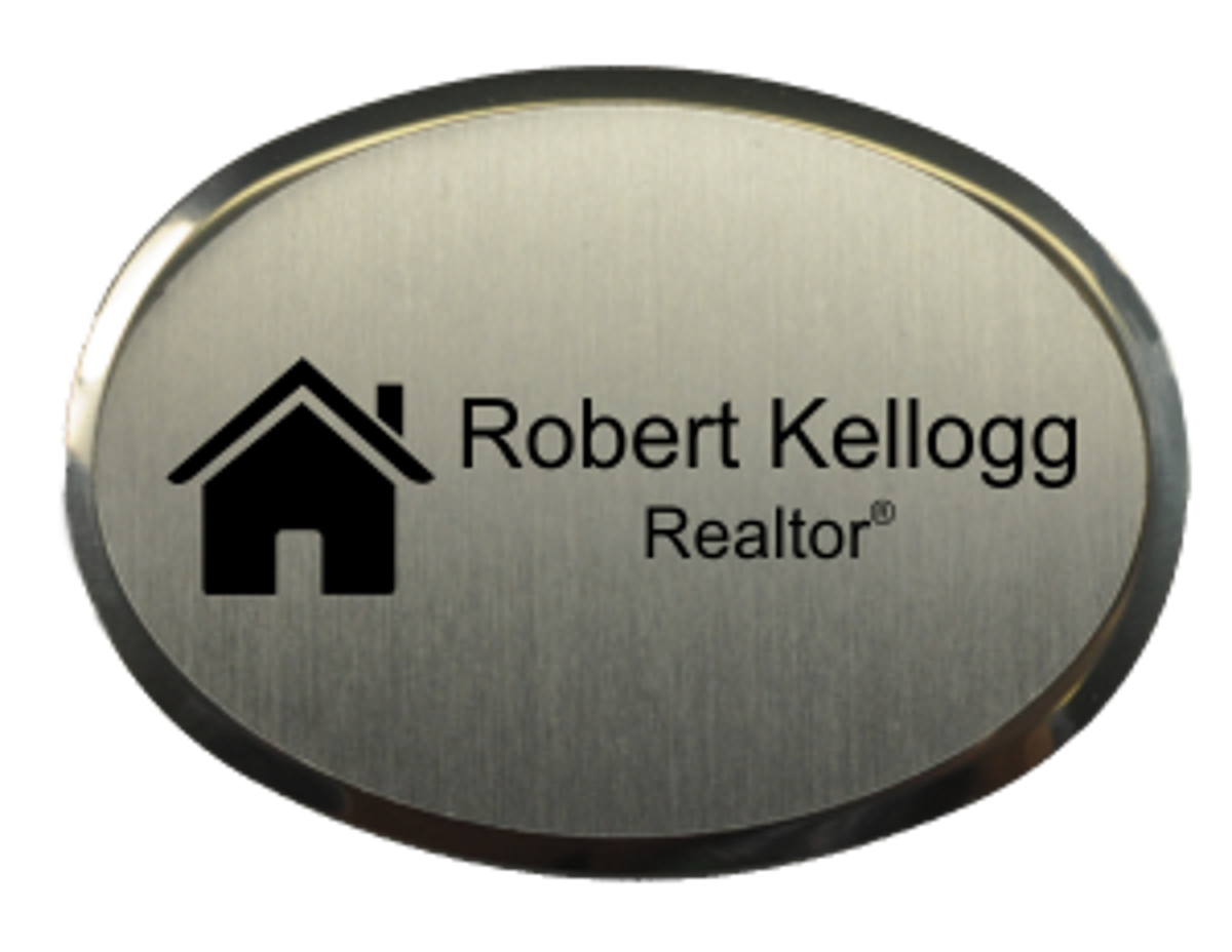Real Estate Oval Name Tag with Executive Holder (2.5" x 1.75")