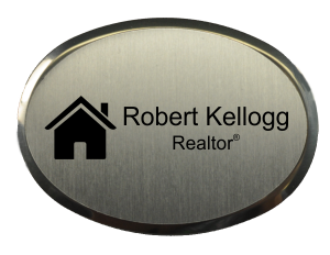 Real Estate Oval Name Tag with Executive Holder (2.5" x 1.75")