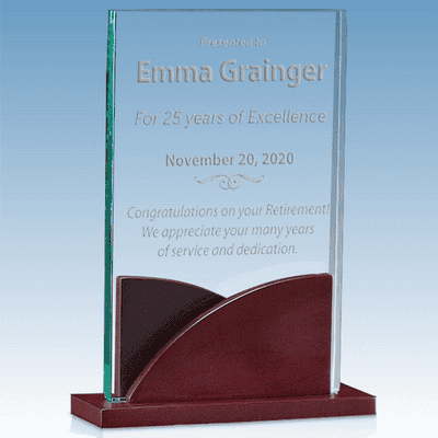 Retirement Premium Acrylic Award with Mahogany Base