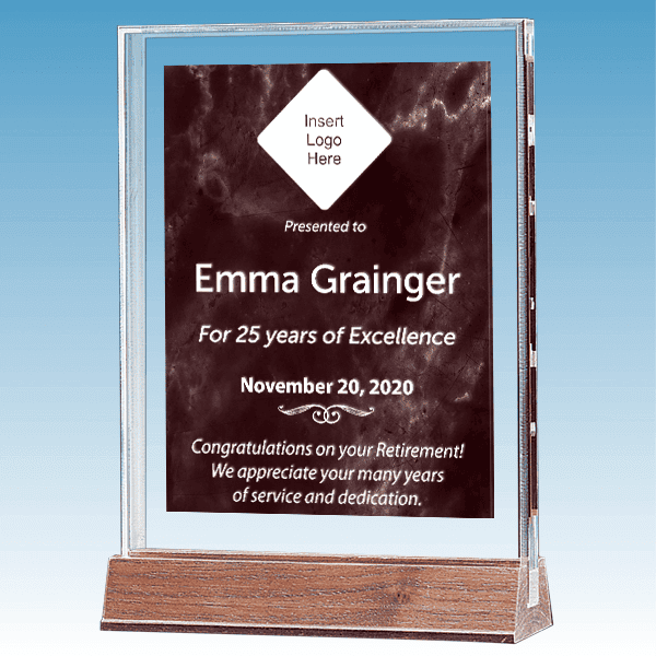 Retirement Recognition Marble Ruby Acrylic Award 