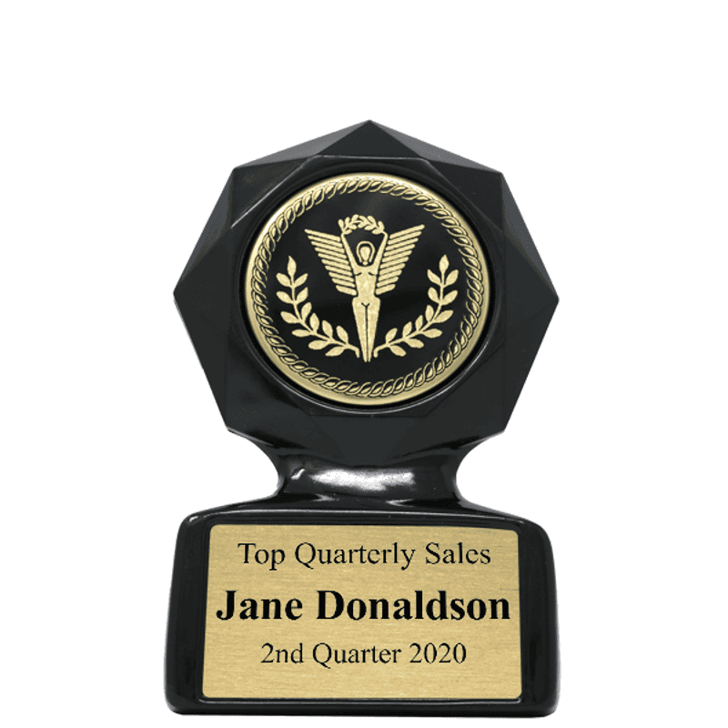 Sales Goal Small Black Star Sculpted Victory Trophy Award