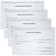 Witness, Acknowledgement, Attest, and Jurat - Set of 4 Notary Certificates