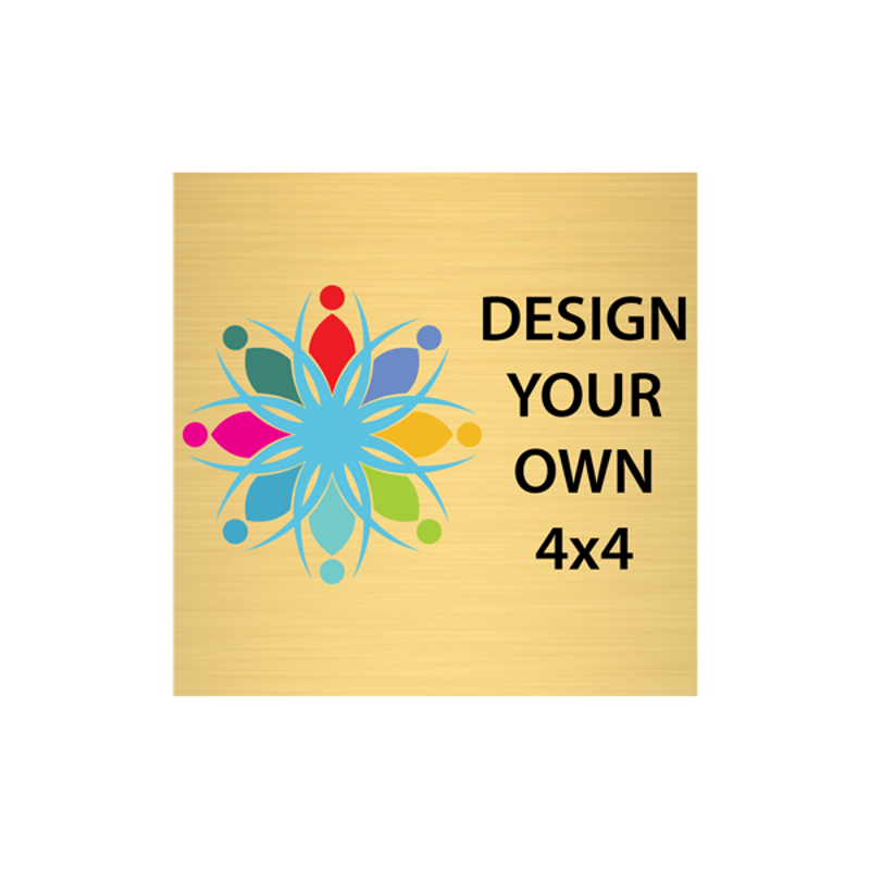 Square Full Color Brass Signs 4" x 4"