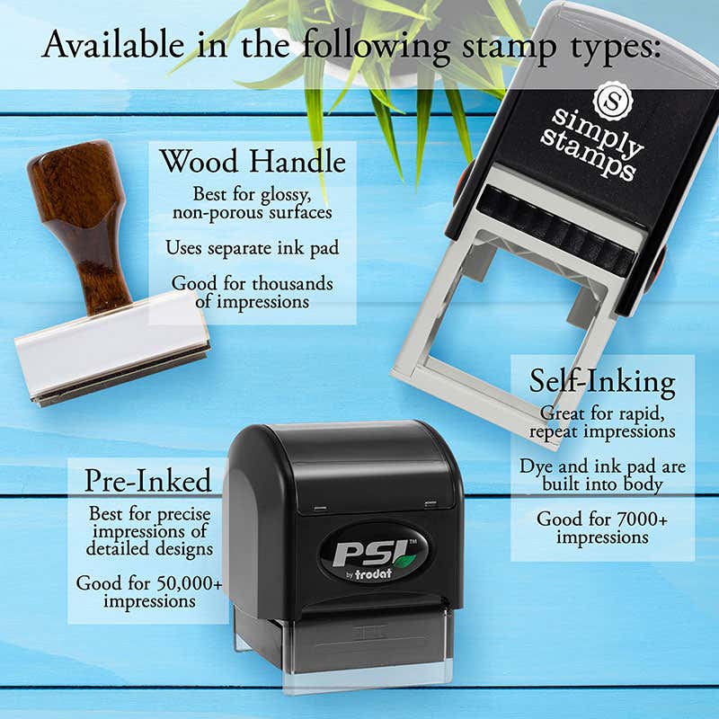 The Corporate Seal Stamp with Year is available in three stamp types