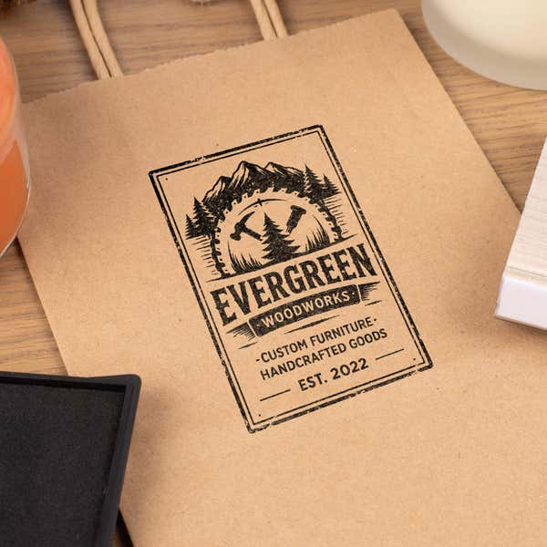 Traditional 3 1/2" x 3" Hand Stamp