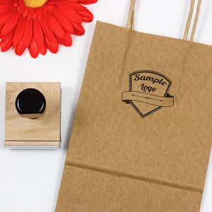 Example of the 2 inch custom logo stamp