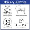 Make any impression  graphic showing a logo, signature, address, and business stamp