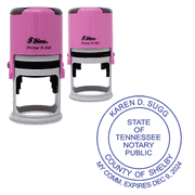 Tennessee With Date Below Pink Round Notary Stamp