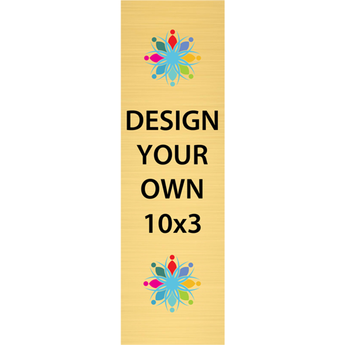Vertical Full Color Brass Signs 10" x 3"