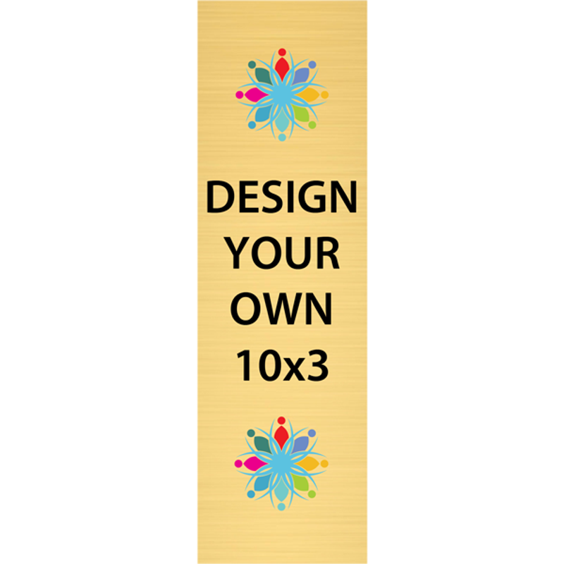 Vertical Full Color Brass Signs 10" x 3"