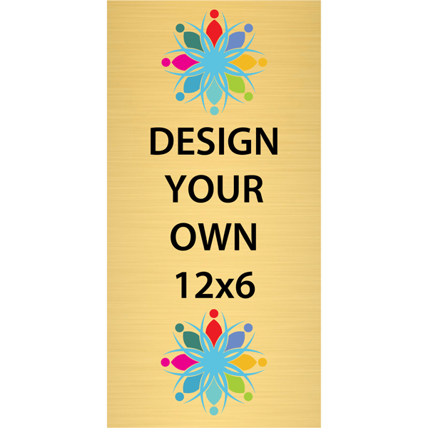 Vertical Full Color Brass Signs 12" x 6"