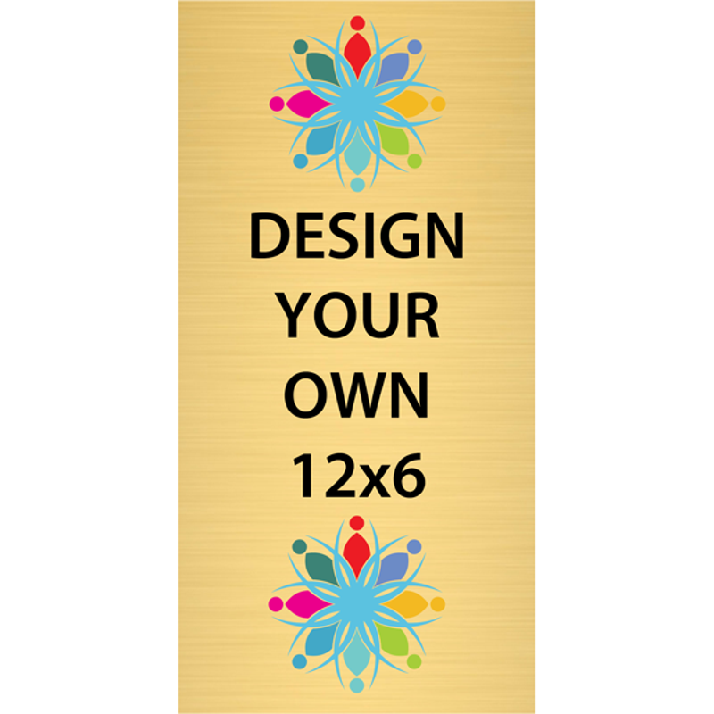 Vertical Full Color Brass Signs 12" x 6"