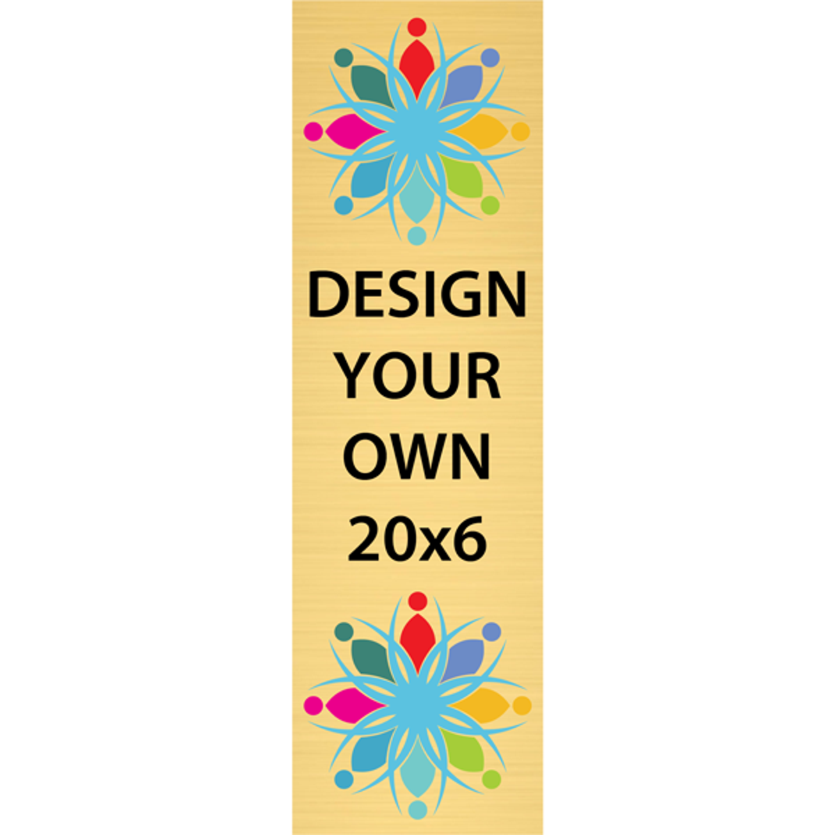 Vertical Full Color Brass Signs 20" x 6"