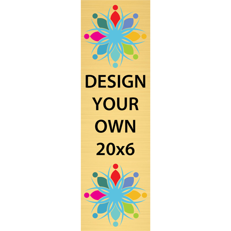 Vertical Full Color Brass Signs 20" x 6"