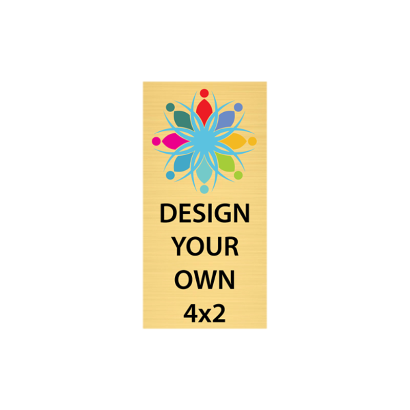 Vertical Full Color Brass Signs 4" x 2"