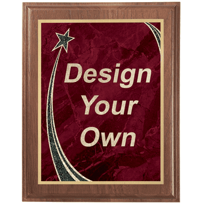 Walnut 9" x 12" Plaque with Step Edge & Rising Star Plate